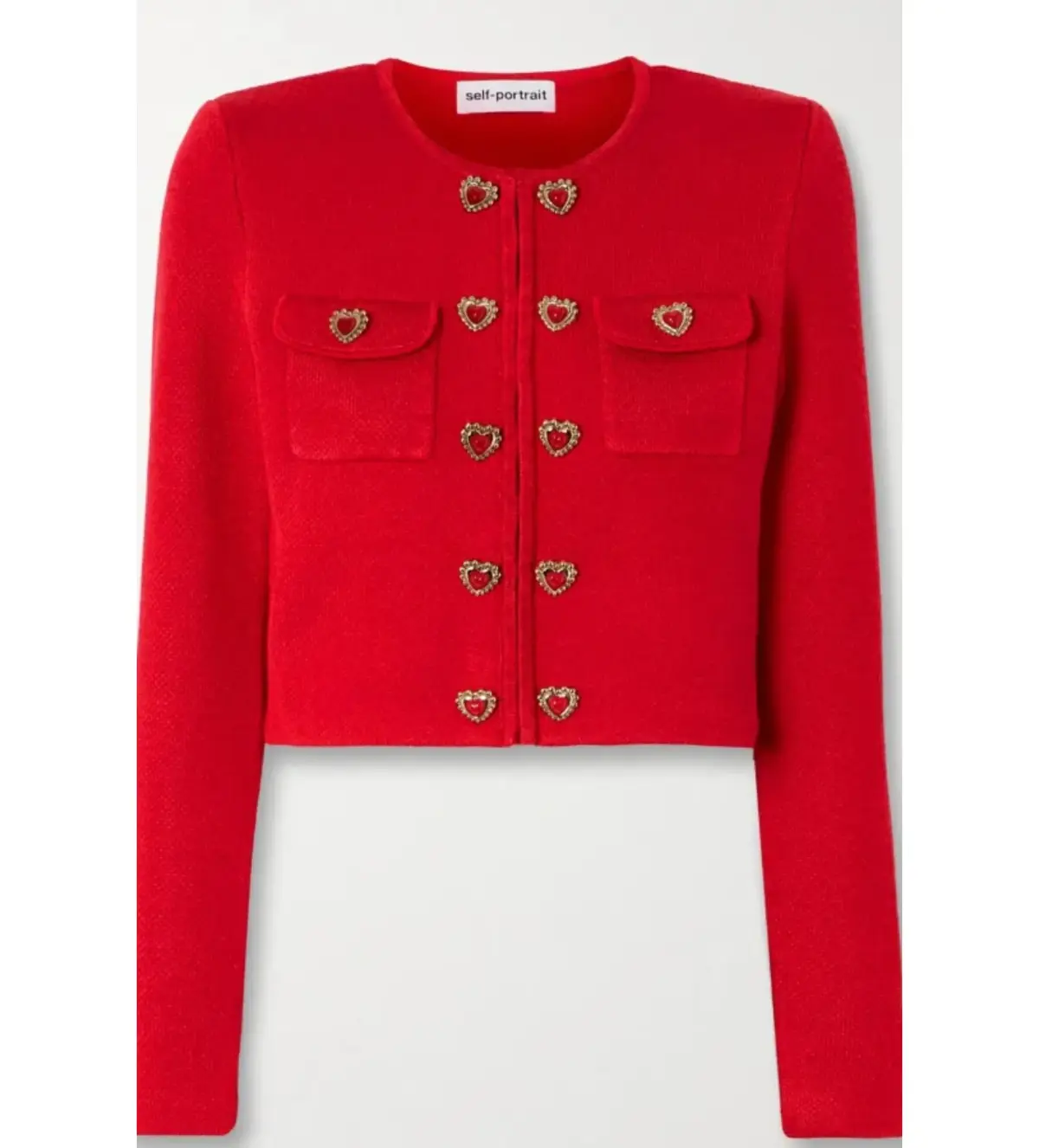 Self-Portrait Heart Buttoned Cardigan Red Size M/Au 10 - Image 4