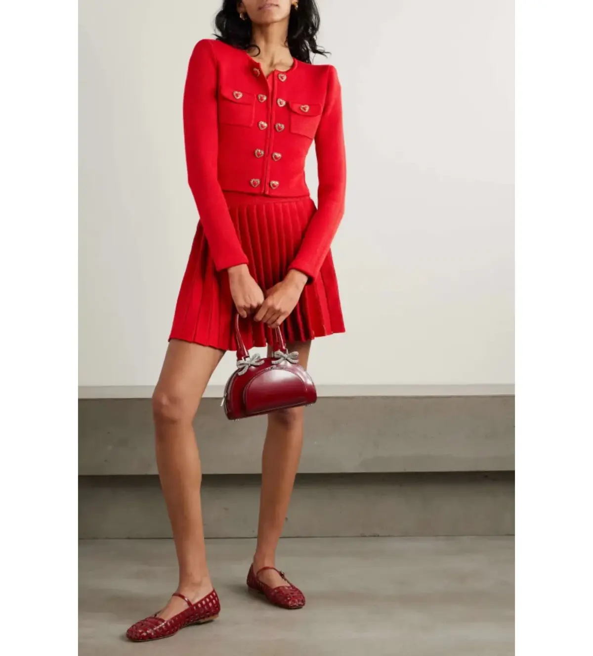 Self-Portrait Heart Buttoned Cardigan Red Size M/Au 10 - Image 1