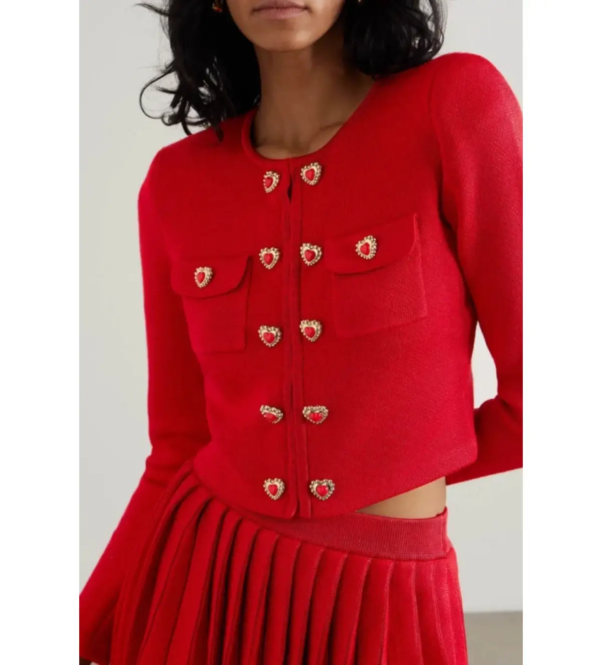 Self-Portrait Heart Buttoned Cardigan Red Size M/Au 10 - Image 3