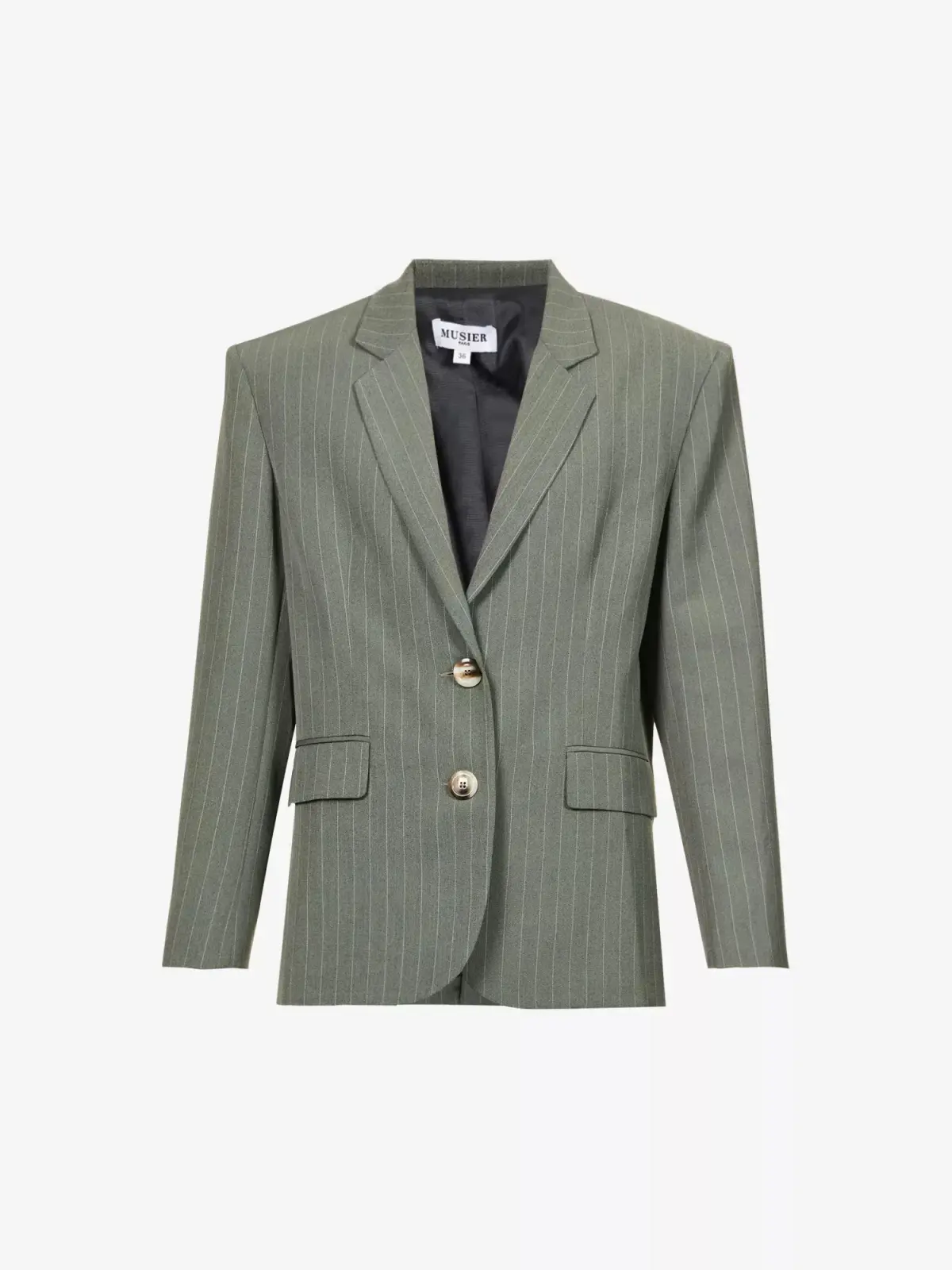 Musier Paris Candice Pinstriped Blazer Green Size UK 10 - Image 7