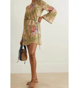 Zimmermann August Mini Dress Floral/Green Size 2/Au 12