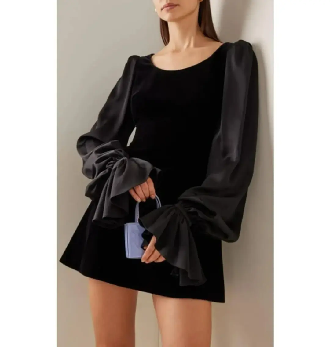 The Vampire’s Wife Little Ghost Velvet Mini Dress Black Size UK 12 for rent on The Volte - main image