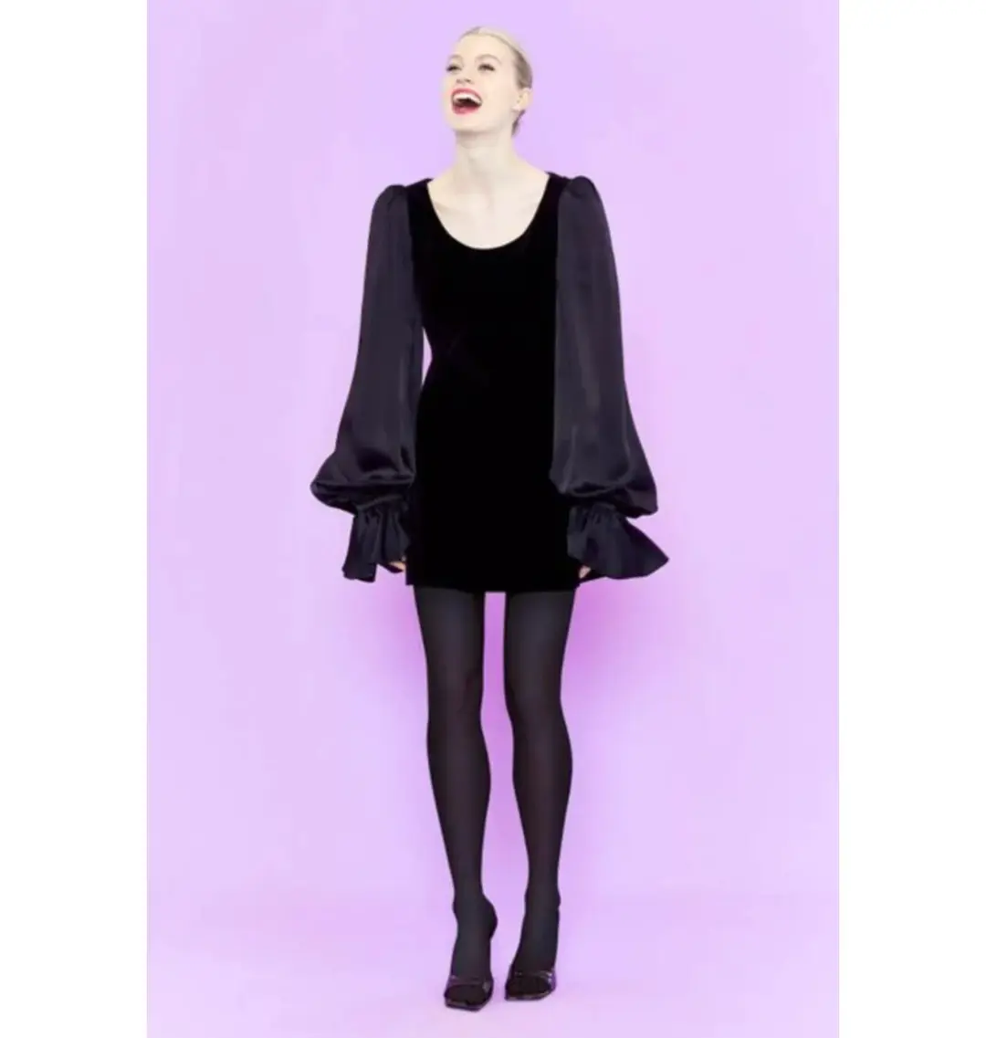 The Vampire’s Wife Little Ghost Velvet Mini Dress Black Size UK 12 for rent on The Volte - main image