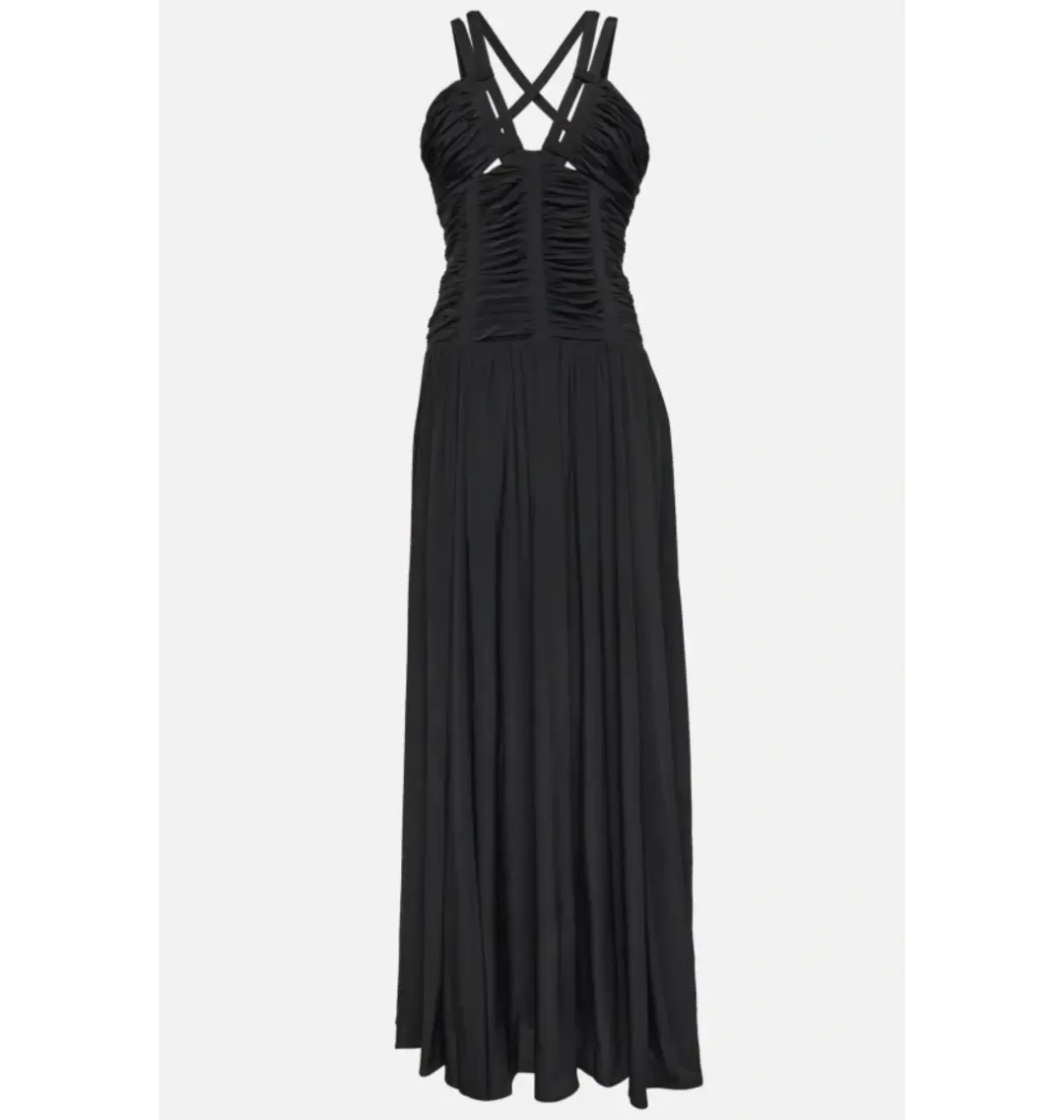 Ulla Johnson Anya Ruched Silk Maxi Gown Black Size UK 12 for rent on The Volte - main image