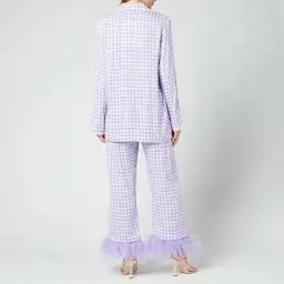 Sleeper Party Gingham Feather Cuff Pajamas Purple Size M / UK 10 for rent on The Volte - image 4