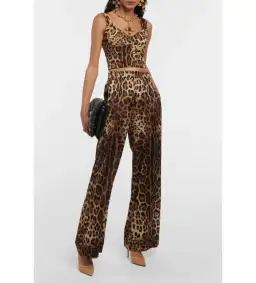 Dolce & Gabbana Leopard Silk Trousers UK 10 for rent on The Volte - image 1