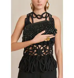 Cult Gaia Nia Beaded Clutch Black for rent on The Volte - image 1