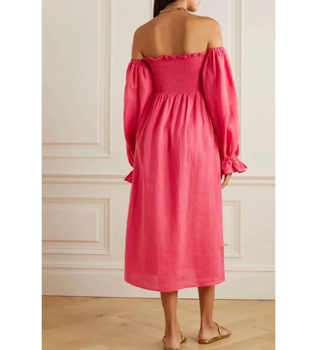 Sleeper Atlanta Midi Dress Pink Size S/UK 8 for rent on The Volte - main image