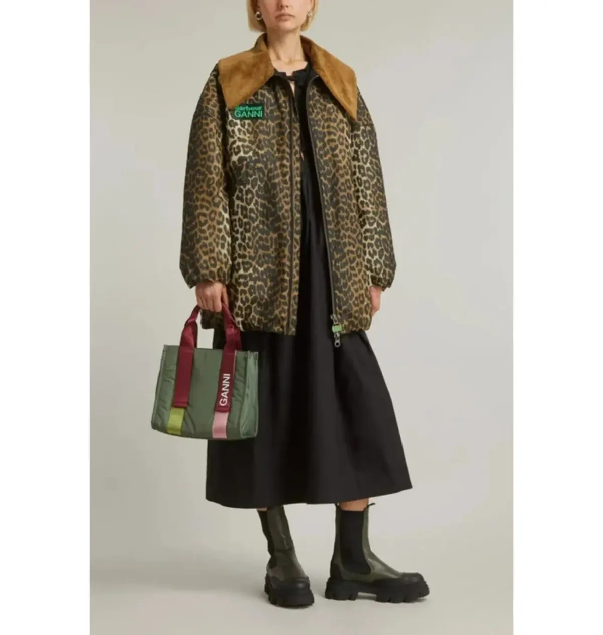 Ganni Leopard Print Bomber Jacket Print Size UK 12 - Image 1