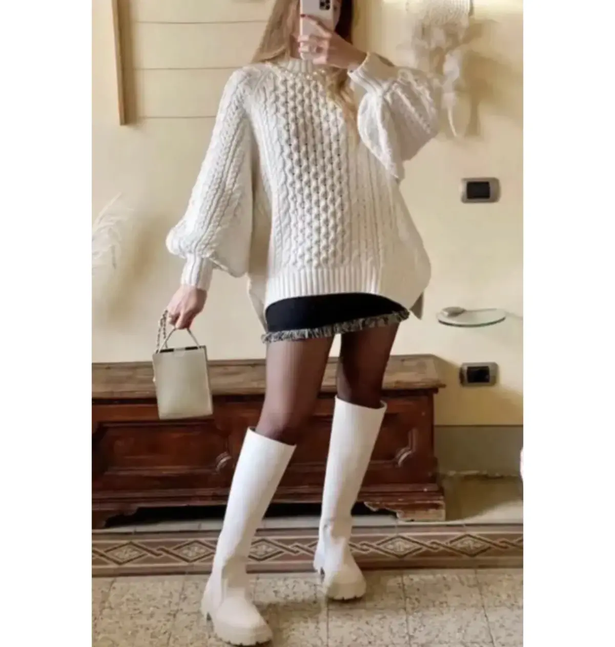 Simone Rocha x H&M Rent Embellished Chunky Knit Cream Size M / UK 10 - Image 2