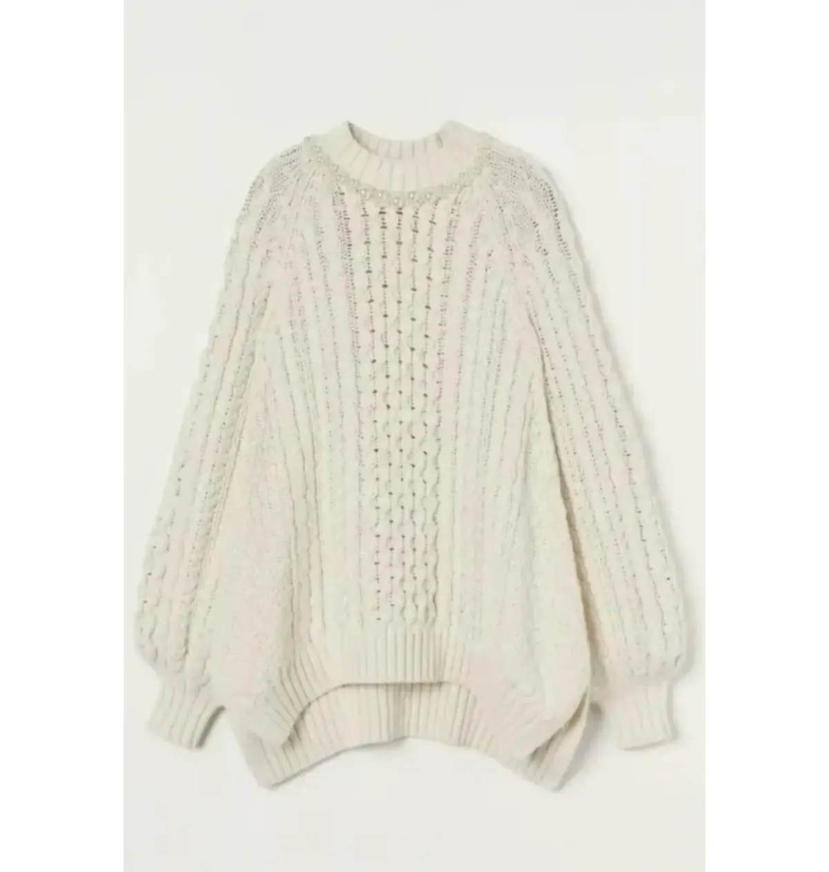 Simone Rocha x H&M Rent Embellished Chunky Knit Cream Size M / UK 10 - Image 4