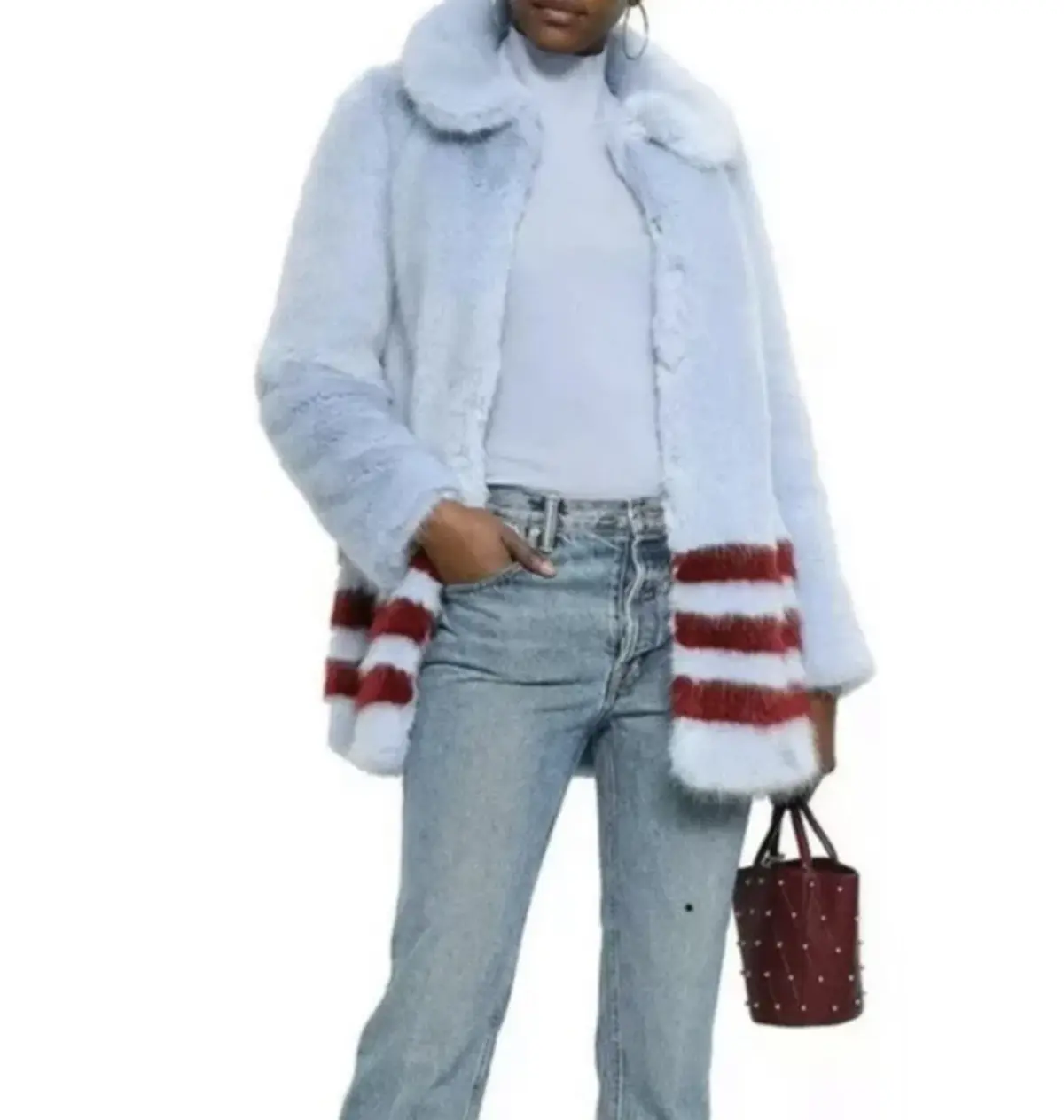 Shrimps Dulcie Faux Fur Coat Blue Size 12 - Image 1