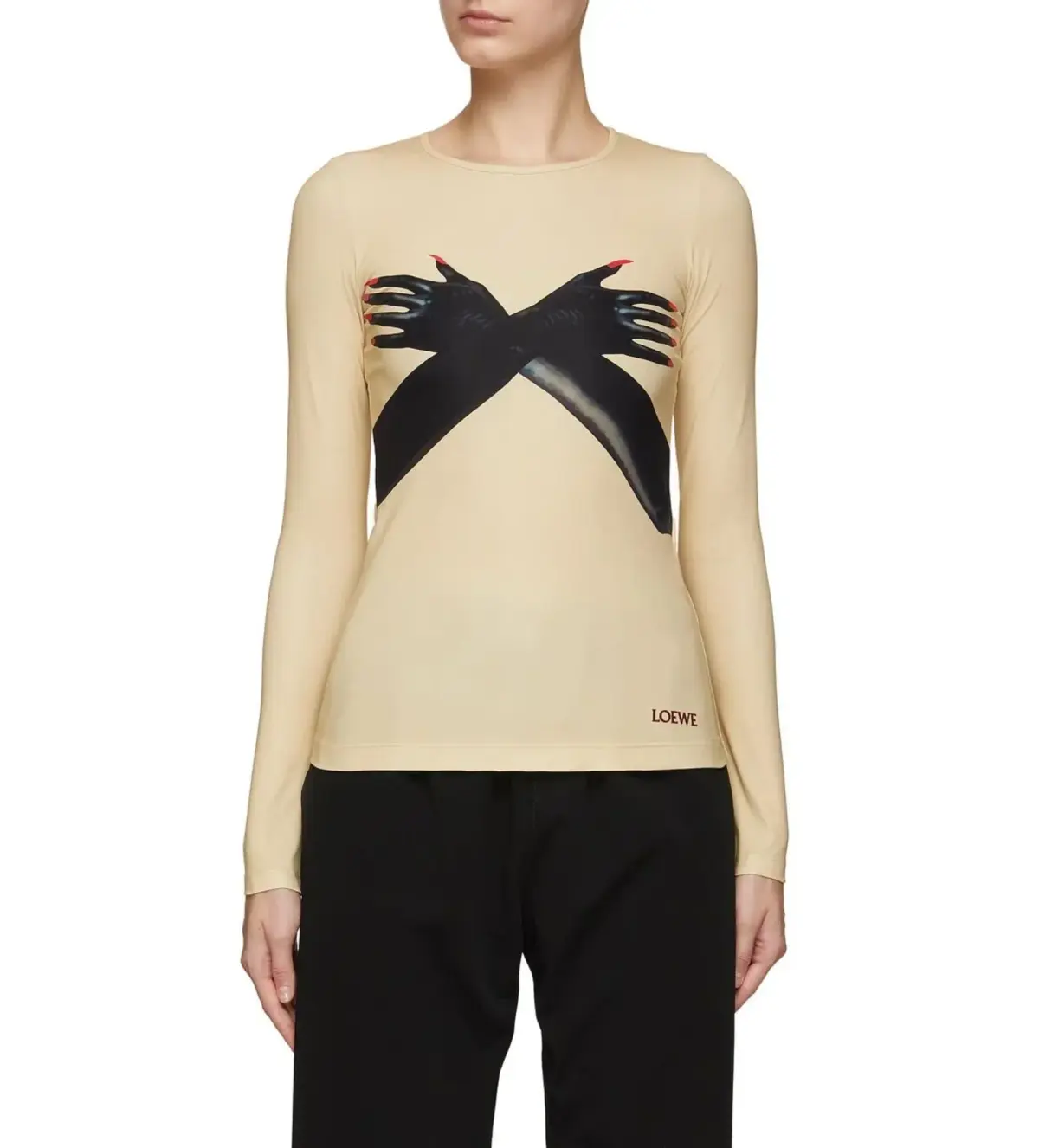 Loewe Glove Print Top Cream Size UK 8 - Image 1