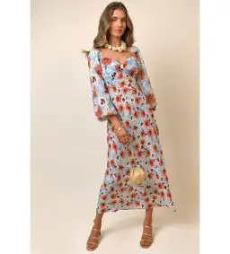 Rixo Gio Red Pansy Midi Dress Floral Size M/UK 12