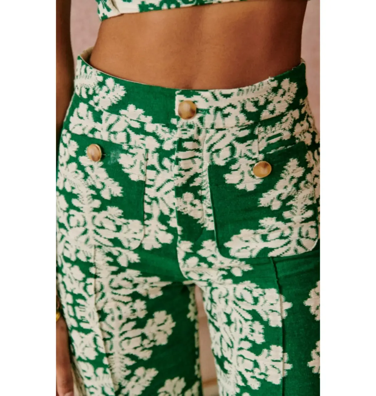 Sezane Jacquard Co Ords Set Green Size UK 12 - Image 3