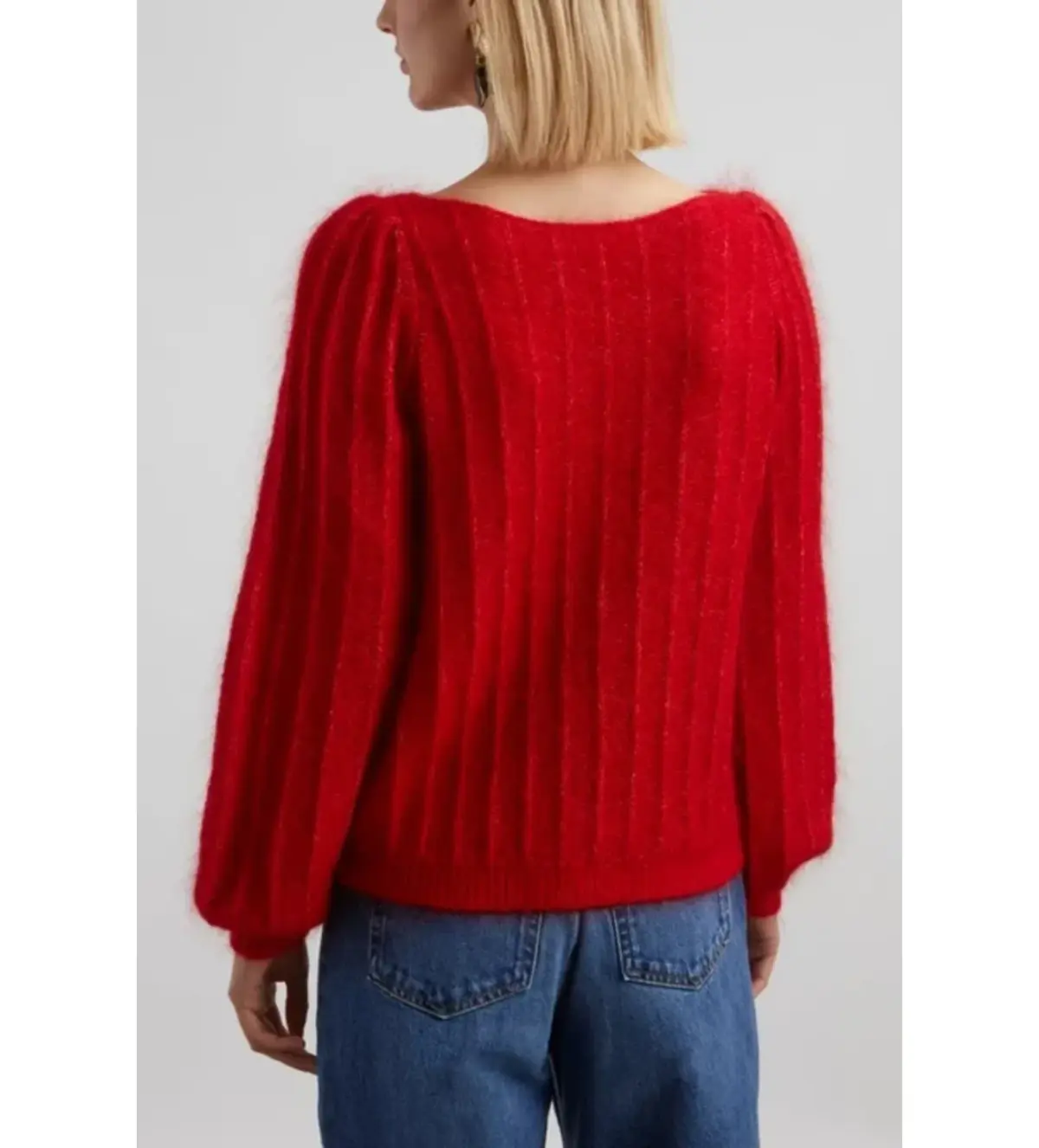 Sezane Aretha Wool Mohair Jumper Red Size UK 12 - Image 3