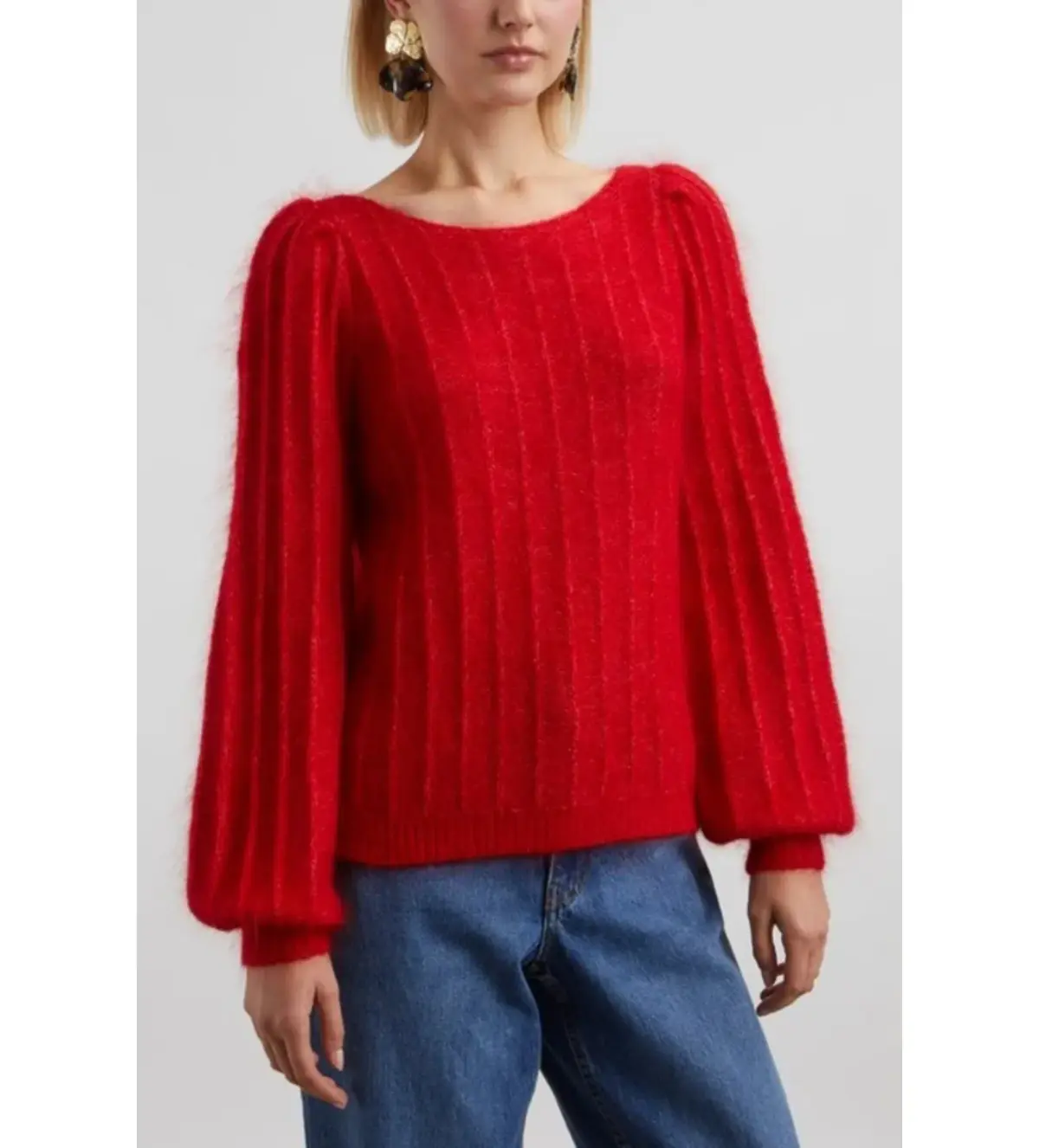 Sezane Aretha Wool Mohair Jumper Red Size UK 12 - Image 2