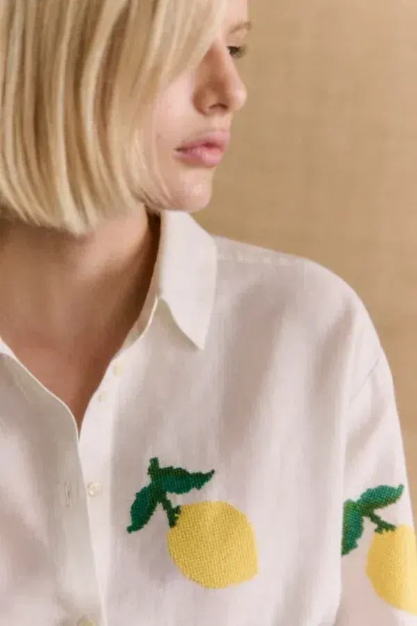 Sezane Marzia Lemon Shirt Print Size 12 - Image 1