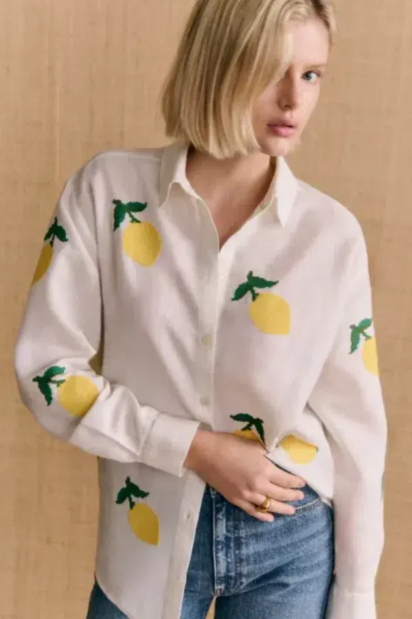 Sezane Marzia Lemon Shirt Print Size 12 - Image 3
