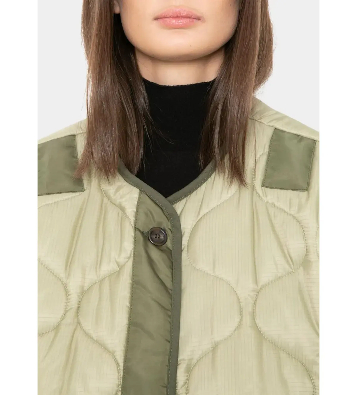 Frankie Shop Teddy Quilted Jacket Moss Green Size UK 12 - Image 4