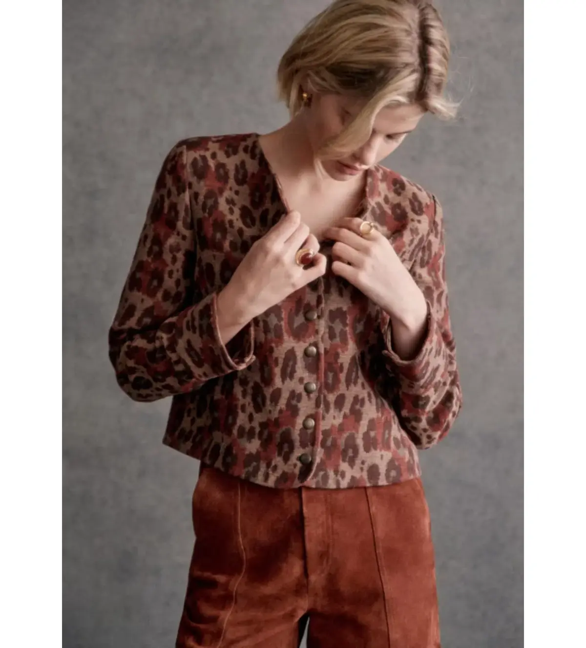 Sezane Marlys Jacket Animal Print Size UK 12 - Image 3