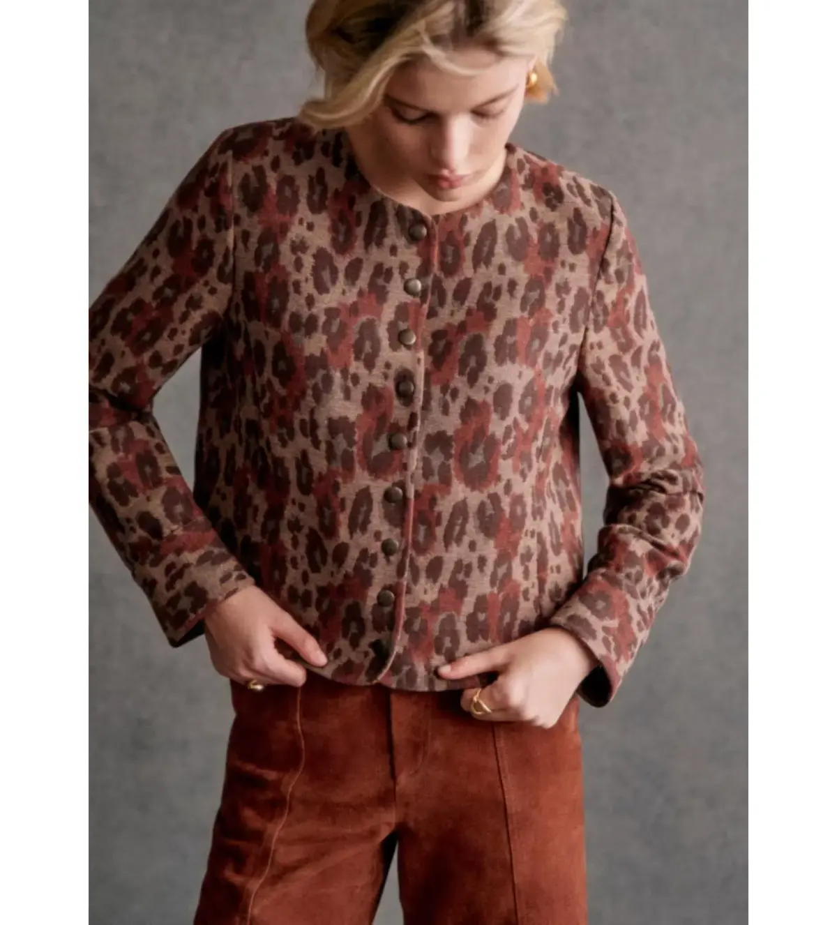 Sezane Marlys Jacket Animal Print Size UK 12 - Image 4