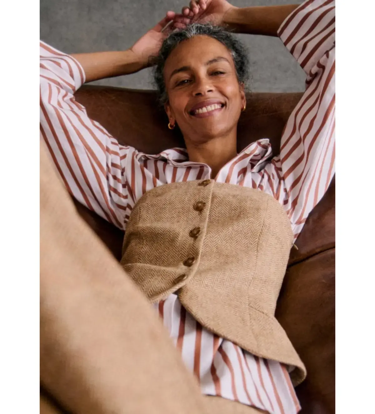 Sezane Marlon Blouse Beige Size UK 12 - Image 4