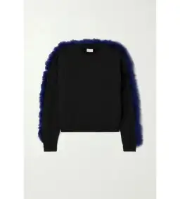 Dries Van Noten Feather-trimmed Sweater Black Size UK 10