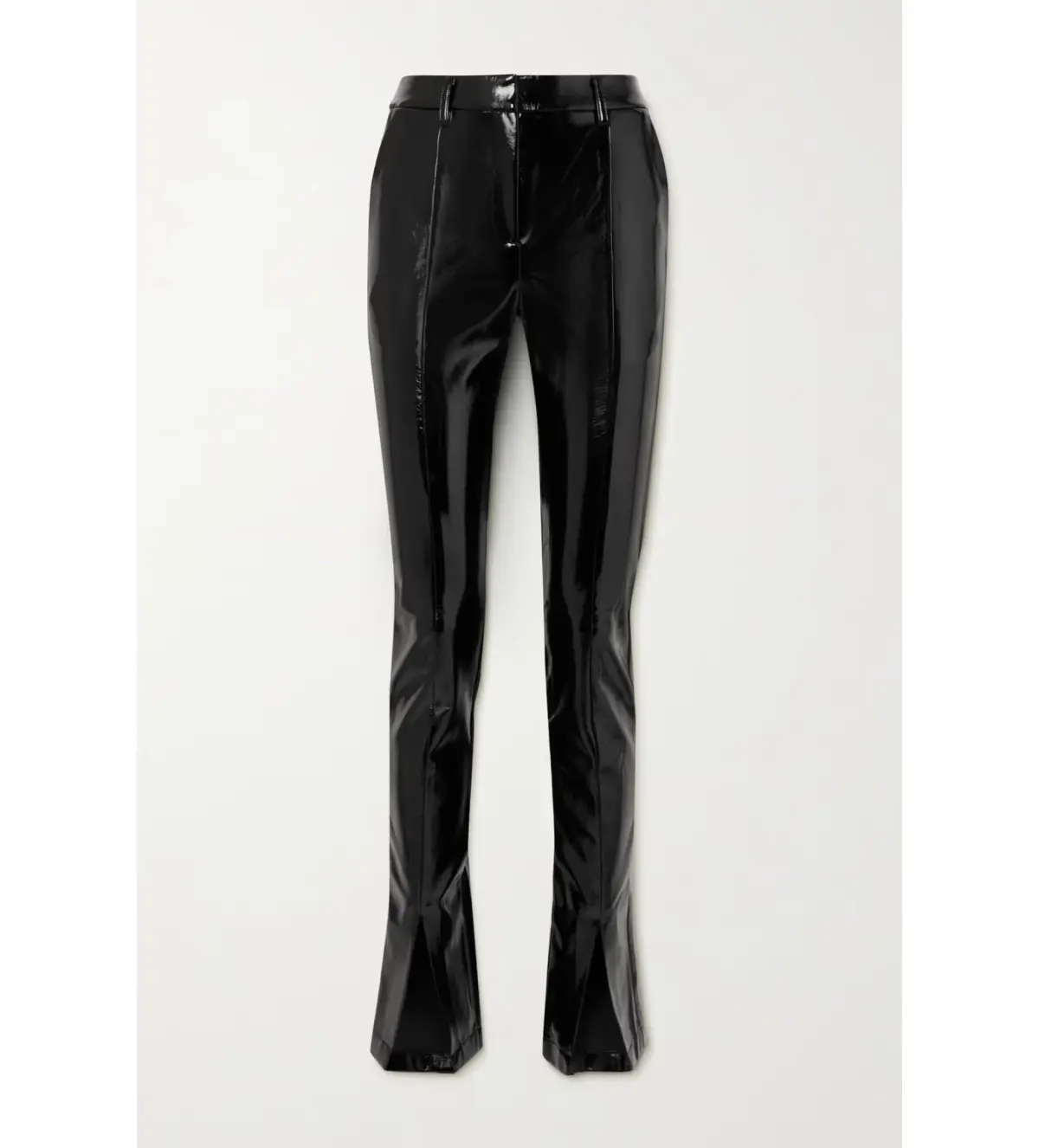 De La Vali High Shine Faux Patent Trousers Black Size UK 12 - Image 1