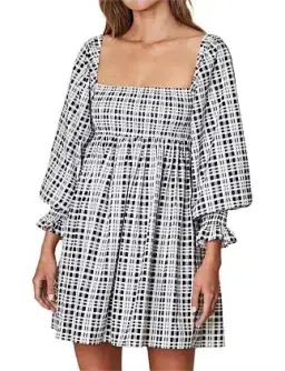Faithfull the Brand Delano Checked Mini Dress Size UK 12