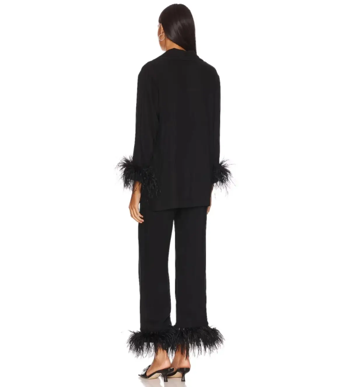 Sleeper Party Pyjama Set with double feathers Black Size S/UK6-8 - Image 3