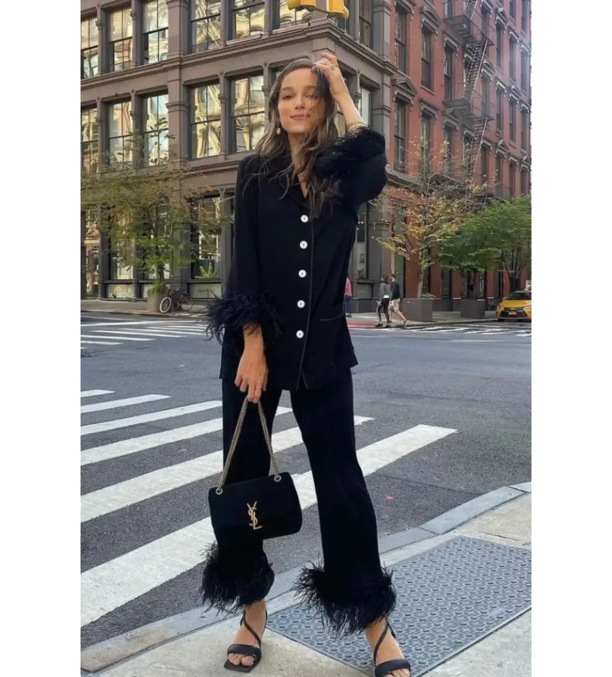 Sleeper Party Pyjama Set with double feathers Black Size M/UK 10-12 - Image 1