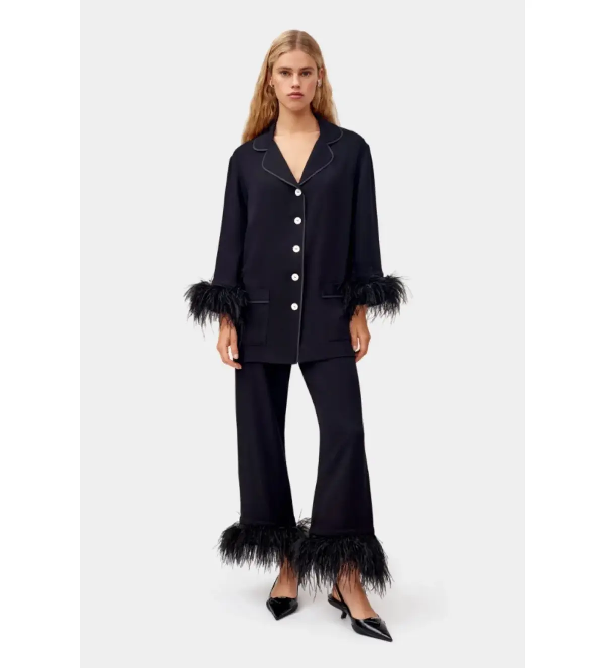 Sleeper Party Pyjama Set with double feathers Black Size L/UK 14-16 - Image 2