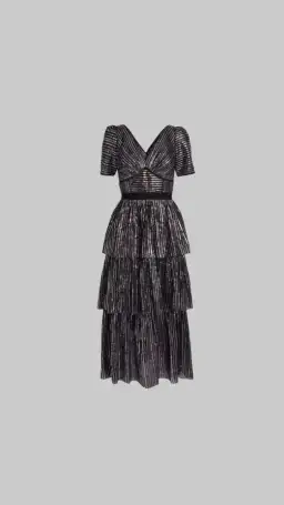 Self-Portrait Tiered Sequin Midi Dress Size UK 12 for rent on The Volte - image 3
