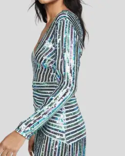 Rixo Emmy Multi Colour Sequin Midi Dress Size UK 12 for rent on The Volte - image 3