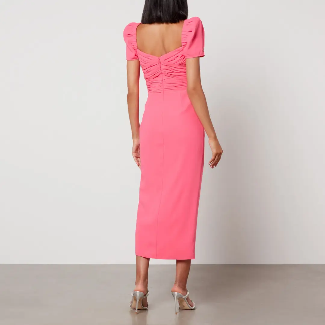 Self Portrait Iris Crepe Midi Dress Pink Size UK 16 for rent on The Volte - main image