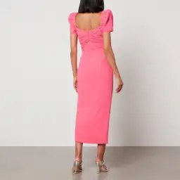 Self Portrait Iris Crepe Midi Dress Pink Size UK 16 for rent on The Volte - image 3