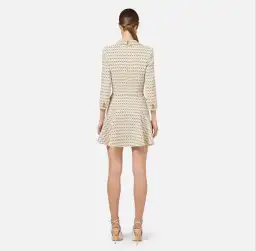 Elisabetta Franchi Cream Mini Coat Dress Trimmed With Gold Chain and Leather Size UK 10 for rent on The Volte - image 3