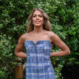 Karen Millen Tweed Midi Dress Blue Size UK 14 for rent on The Volte - image 4