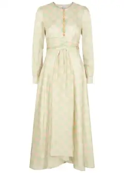 Olivia Rubin Lliana Checked Midi Dress Pink Size UK 8 for rent on The Volte - image 4