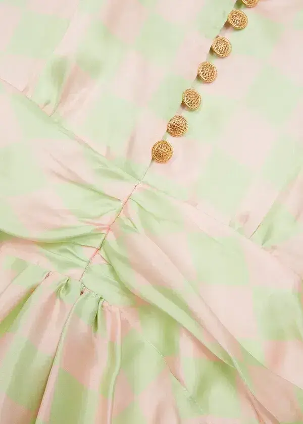 Olivia Rubin Lliana Checked Midi Dress Pink Size UK 8 for rent on The Volte - main image