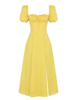 House of CB Tallulah Yellow Midi Dress Size UK 10 for rent on The Volte - image 4